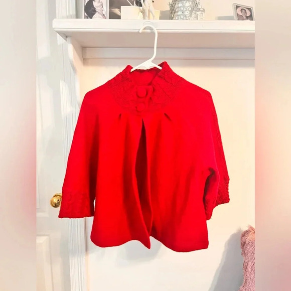 For Cynthia ( Cynthia Rowley ) Red Wool Buttoned Jacket - Picture 1 of 8